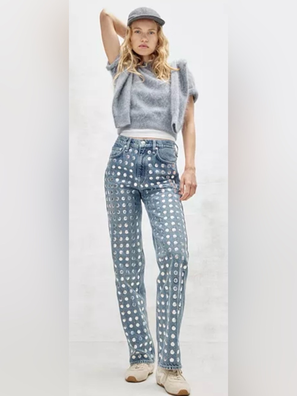 rag & bone Blue Studded Straight-Leg Jeans